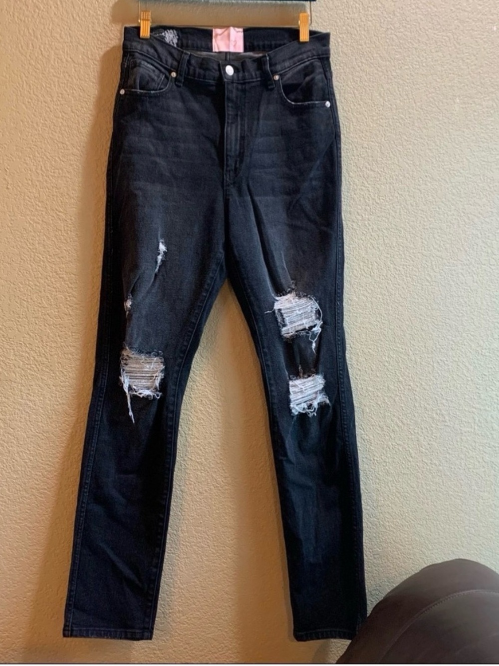 Revice Uptown Nirvana Ripped Distressed high rise Black Skinny Jeans Sz 31